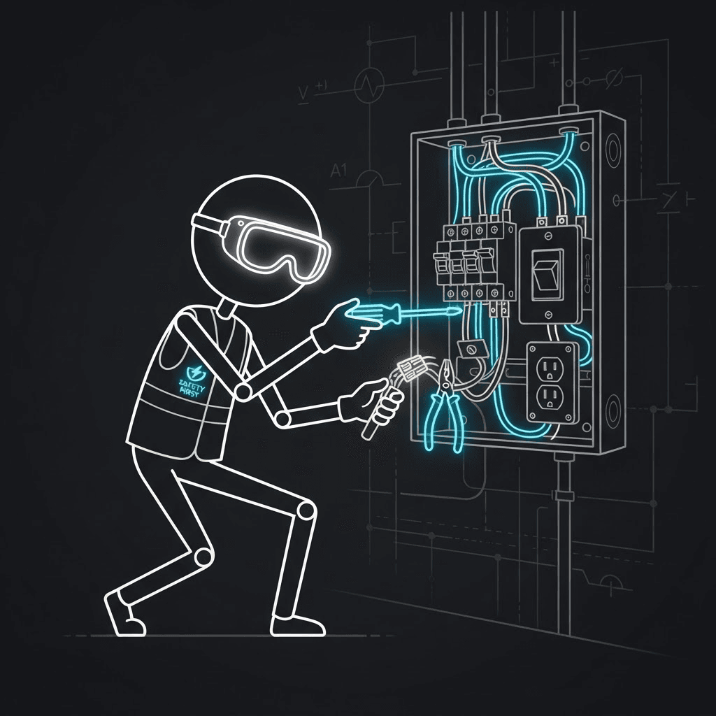 Electrician working on switches